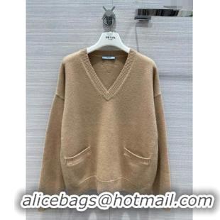 Top Grade Prada Cashmere Sweater P112438 Light Brown 2023