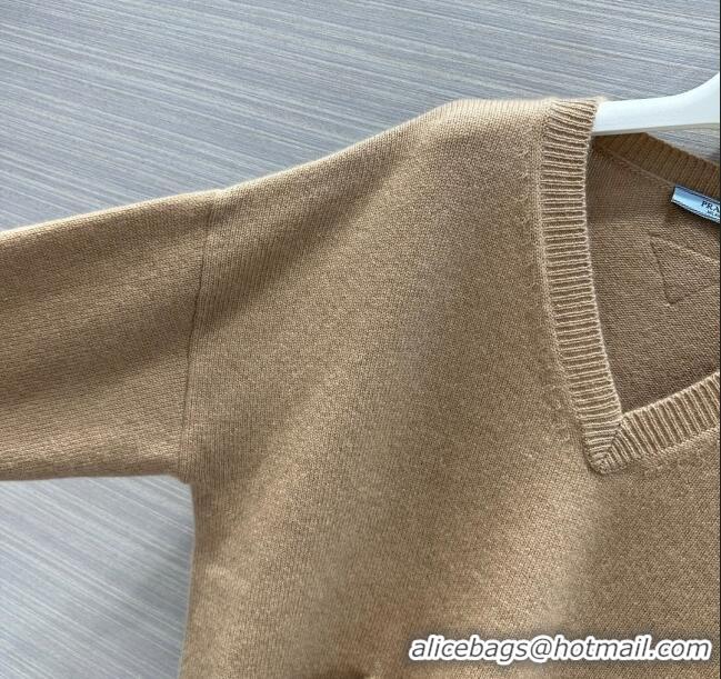 Top Grade Prada Cashmere Sweater P112438 Light Brown 2023