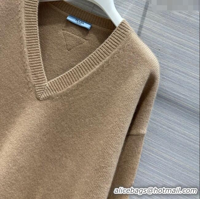 Top Grade Prada Cashmere Sweater P112438 Light Brown 2023