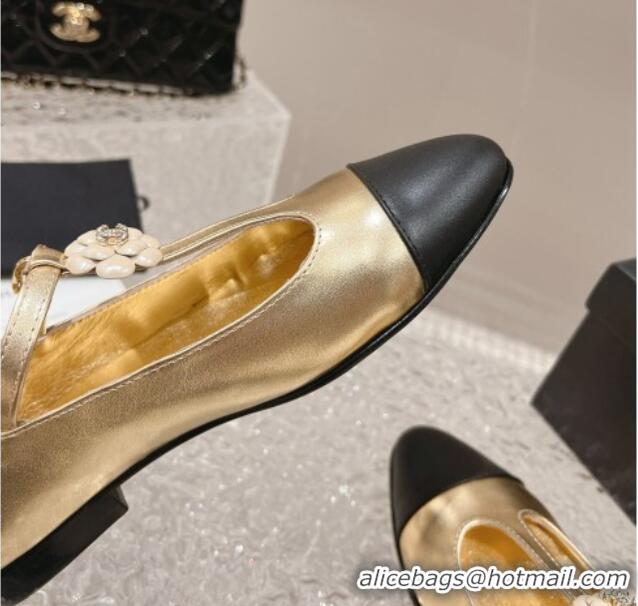 Popular Style Chanel Calfskin Ballet Flat with Bloom Charm Gold 201008