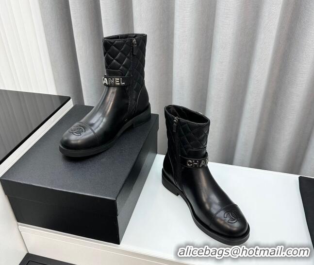 Low Price Chanel Calfskin Ankle Boots with Buckle Black 201016