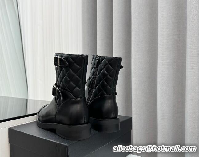 Low Price Chanel Calfskin Ankle Boots with Buckle Black 201016