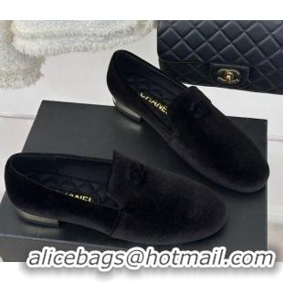 Stylish Chanel Velvet Loafers G45271 Black 201028