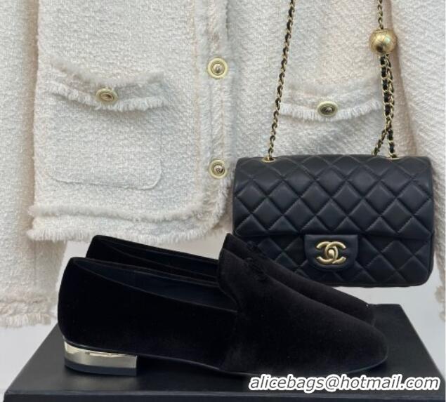 Stylish Chanel Velvet Loafers G45271 Black 201028