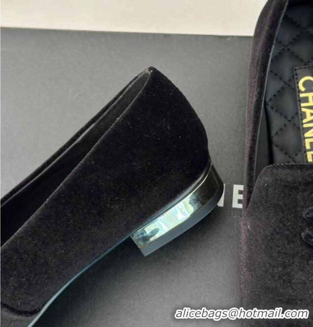 Stylish Chanel Velvet Loafers G45271 Black 201028