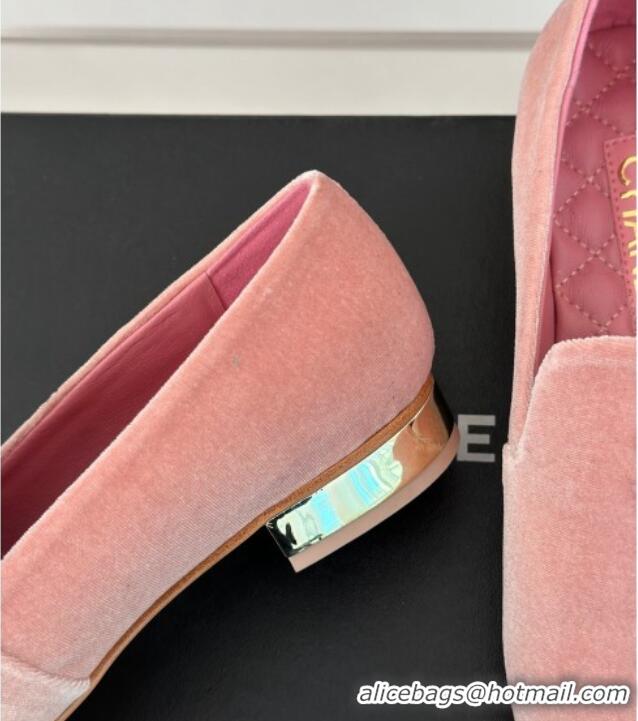 Luxurious Chanel Velvet Loafers G45271 Light Pink 201029