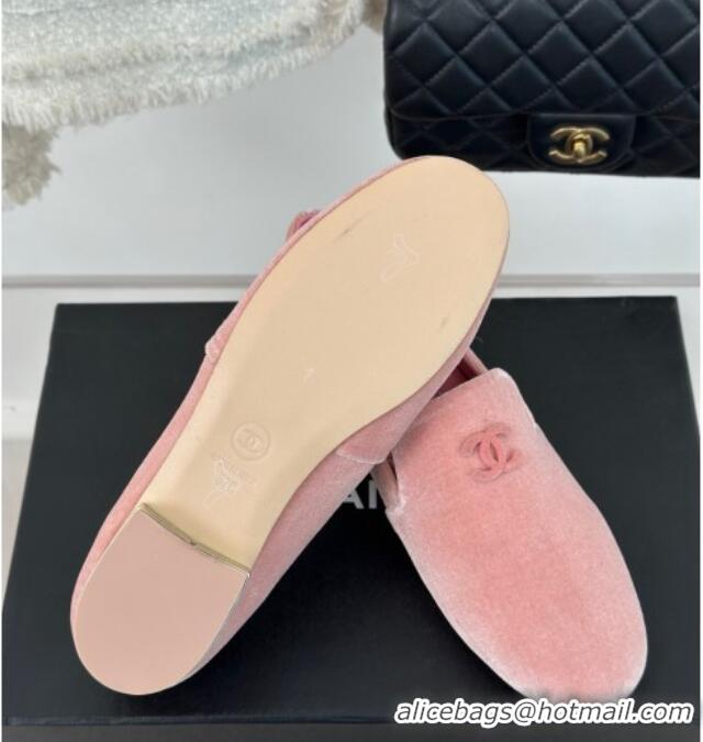 Luxurious Chanel Velvet Loafers G45271 Light Pink 201029