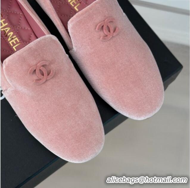 Luxurious Chanel Velvet Loafers G45271 Light Pink 201029