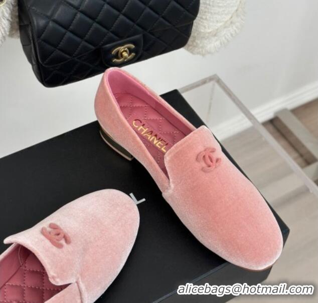 Luxurious Chanel Velvet Loafers G45271 Light Pink 201029