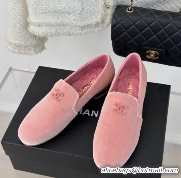 Luxurious Chanel Velvet Loafers G45271 Light Pink 201029