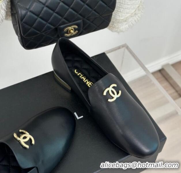 Trendy Design Chanel Calfskin Loafers G45271 Black 201030