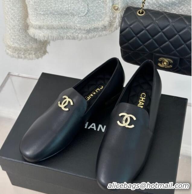 Trendy Design Chanel Calfskin Loafers G45271 Black 201030