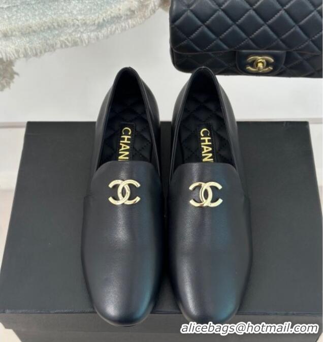 Trendy Design Chanel Calfskin Loafers G45271 Black 201030