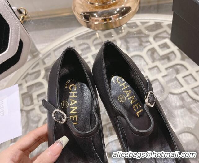 Purchase Chanel Lambskin Mary Janes Pumps 6.5cm Black/Gold 201043