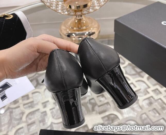 Good Quality Chanel Lambskin and Calfskin Mary Janes Pumps 6.5cm Black 201046