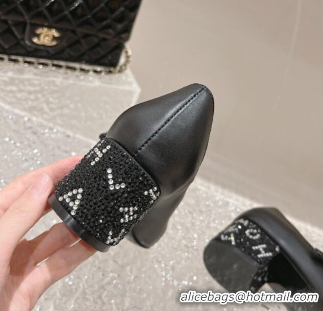 Sumptuous Chanel Calfskin Mary Janes Pumps 4.5cm with Crystals Heel Black 201052