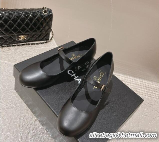 Sumptuous Chanel Calfskin Mary Janes Pumps 4.5cm with Crystals Heel Black 201052