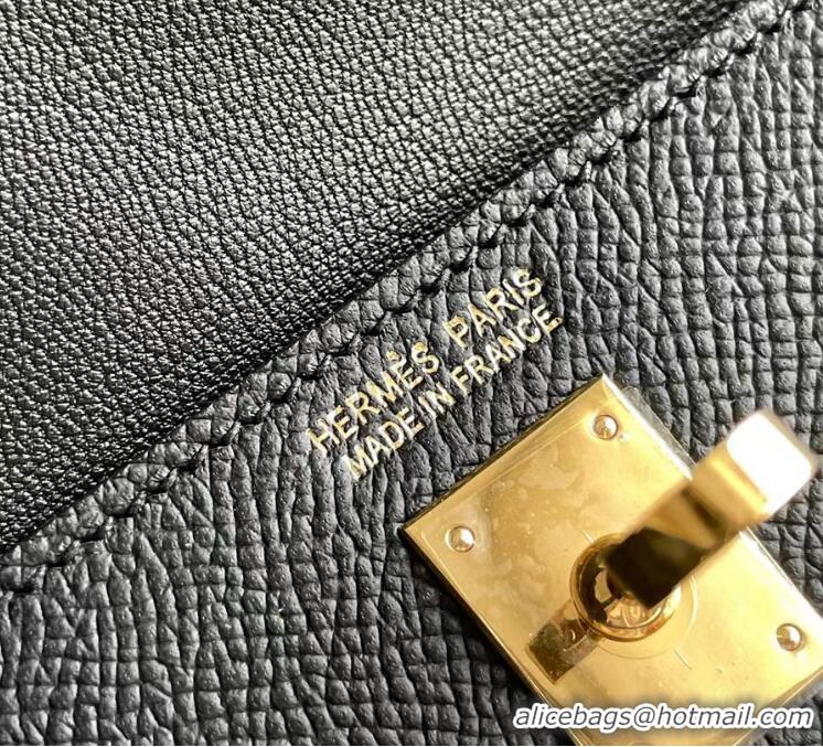 Top Grade Hermes Kelly 20 Mini En Desordre Epsom K20 Balck Gold 2023