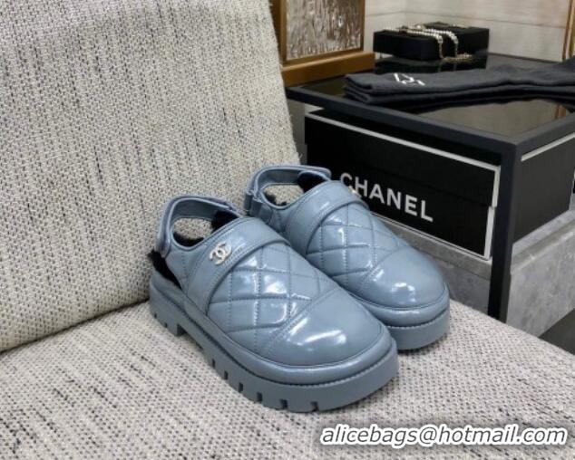 Best Price Chanel Quilted Calfskin and Wool Open Back Loafers Grey 201060