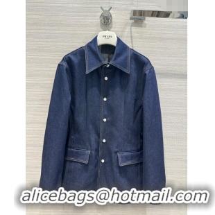 Buy Inexpensive Prada Denim Jacket P112525 Deep Blue 2023