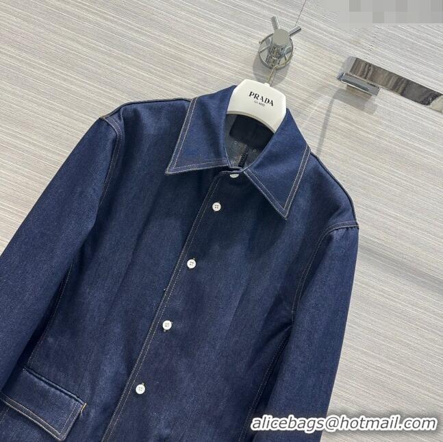 Buy Inexpensive Prada Denim Jacket P112525 Deep Blue 2023