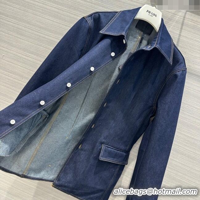 Buy Inexpensive Prada Denim Jacket P112525 Deep Blue 2023