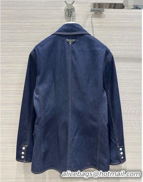 Buy Inexpensive Prada Denim Jacket P112525 Deep Blue 2023