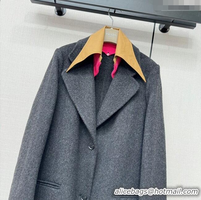 ​Best Price Prada Wool Coat P112751 Grey 2023