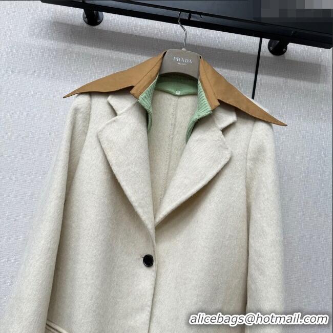 ​Top Grade Prada Wool Coat P112750 White 2023