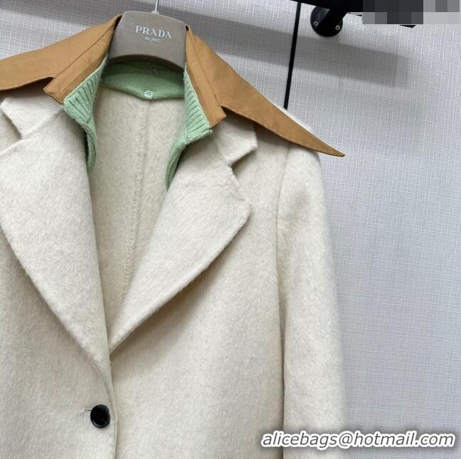 ​Top Grade Prada Wool Coat P112750 White 2023