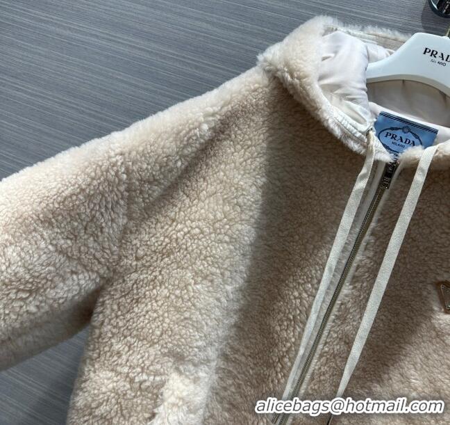 Buy Discount Prada Shearling Fur Coat P112902 Beige 2023