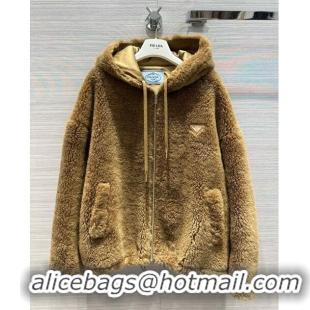 Top Quality Prada Shearling Fur Coat P112903 Brown 2023