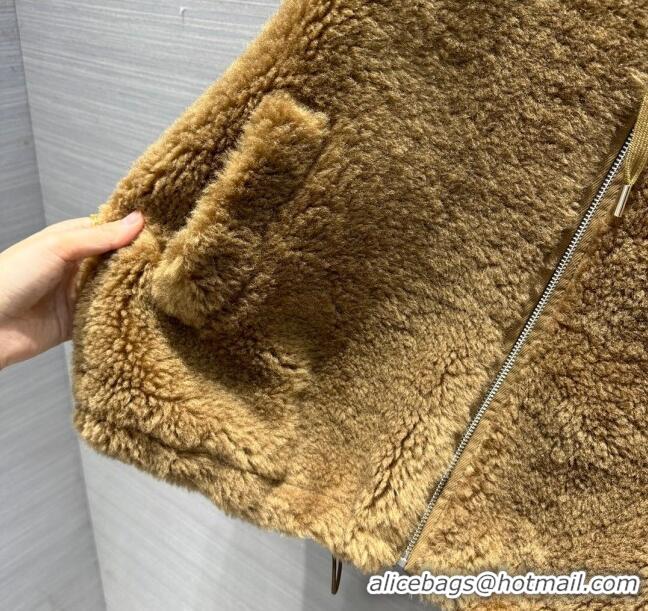 Top Quality Prada Shearling Fur Coat P112903 Brown 2023