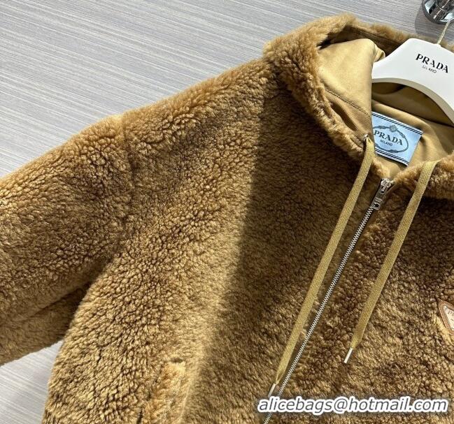 Top Quality Prada Shearling Fur Coat P112903 Brown 2023