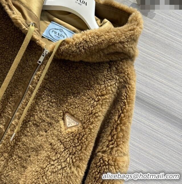 Top Quality Prada Shearling Fur Coat P112903 Brown 2023