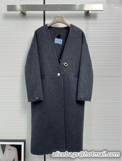 Famous Brand Prada Wool & Cashmere Coat P112904 Grey 2023