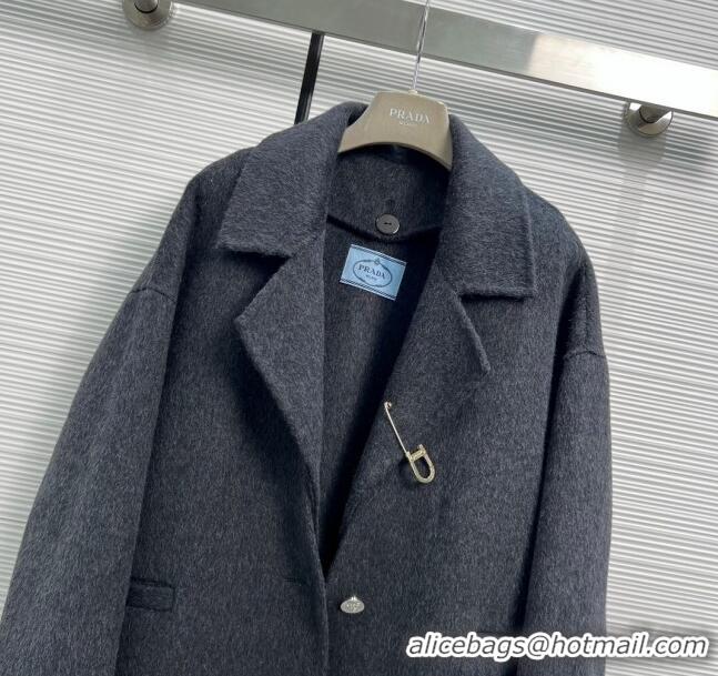 Famous Brand Prada Wool & Cashmere Coat P112904 Grey 2023