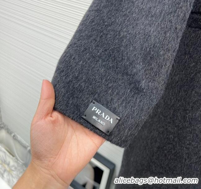 Famous Brand Prada Wool & Cashmere Coat P112904 Grey 2023