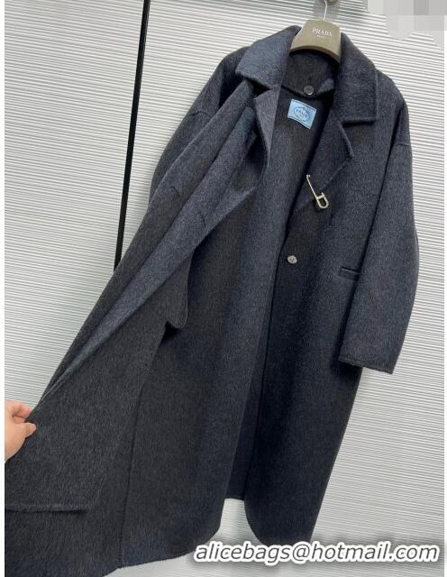 Famous Brand Prada Wool & Cashmere Coat P112904 Grey 2023