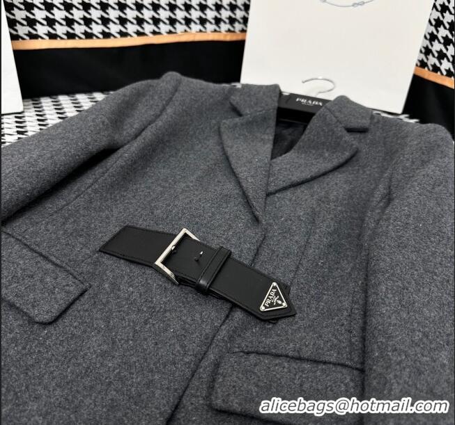 ​Unique Style Prada Wool Coat P112905 Grey 2023