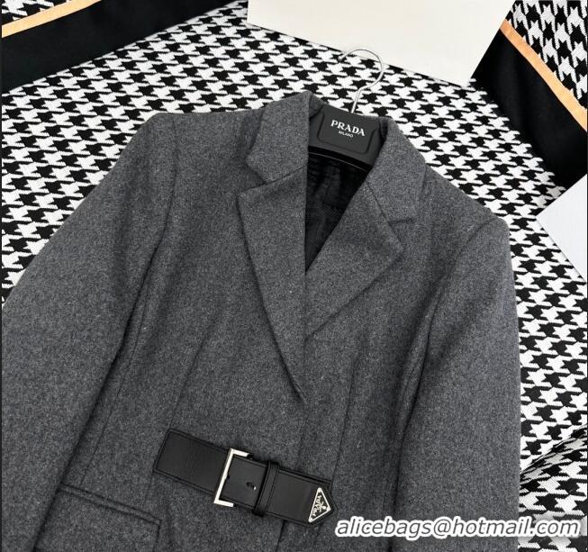 ​Unique Style Prada Wool Coat P112905 Grey 2023