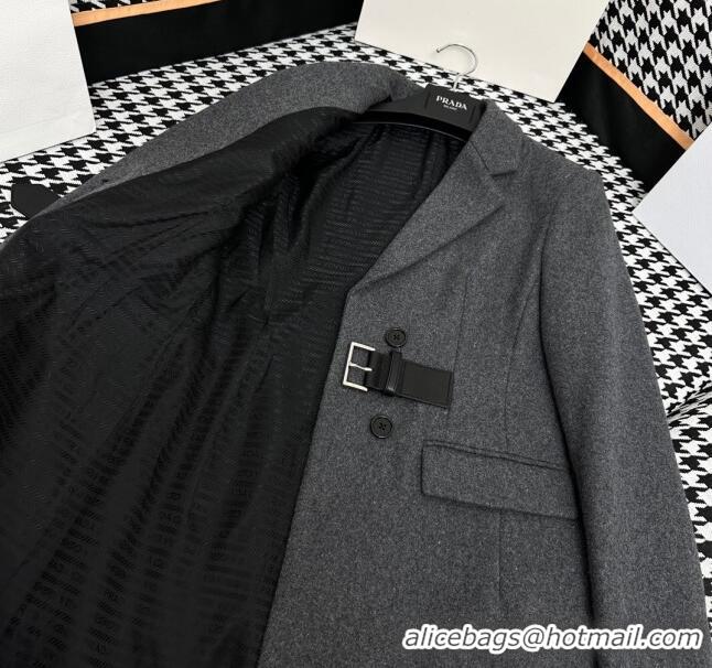 ​Unique Style Prada Wool Coat P112905 Grey 2023