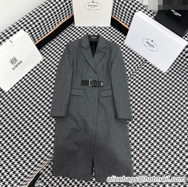 ​Unique Style Prada Wool Coat P112905 Grey 2023