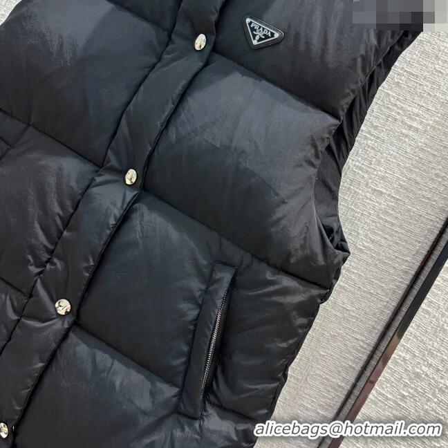 Big Discount Prada Long Down Vest P112907 Black 2023