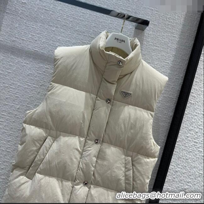 Good Product Prada Long Down Vest P112908 Beige 2023