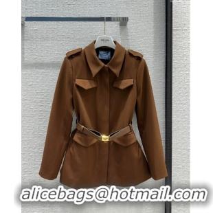 Reasonable Price Prada Single-breasted Gabardine Jacket P112918 Cork Beige 2023