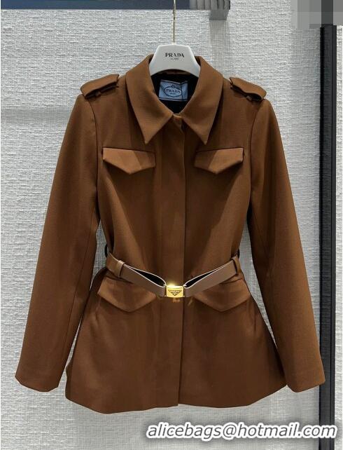 Reasonable Price Prada Single-breasted Gabardine Jacket P112918 Cork Beige 2023