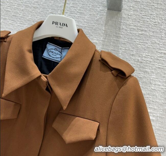 Reasonable Price Prada Single-breasted Gabardine Jacket P112918 Cork Beige 2023