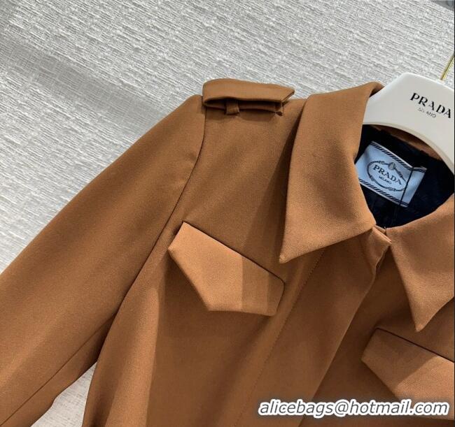 Reasonable Price Prada Single-breasted Gabardine Jacket P112918 Cork Beige 2023