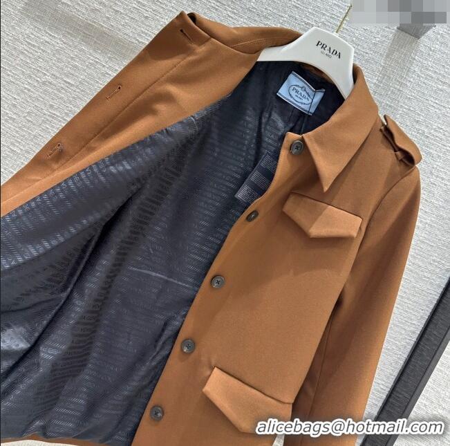 Reasonable Price Prada Single-breasted Gabardine Jacket P112918 Cork Beige 2023